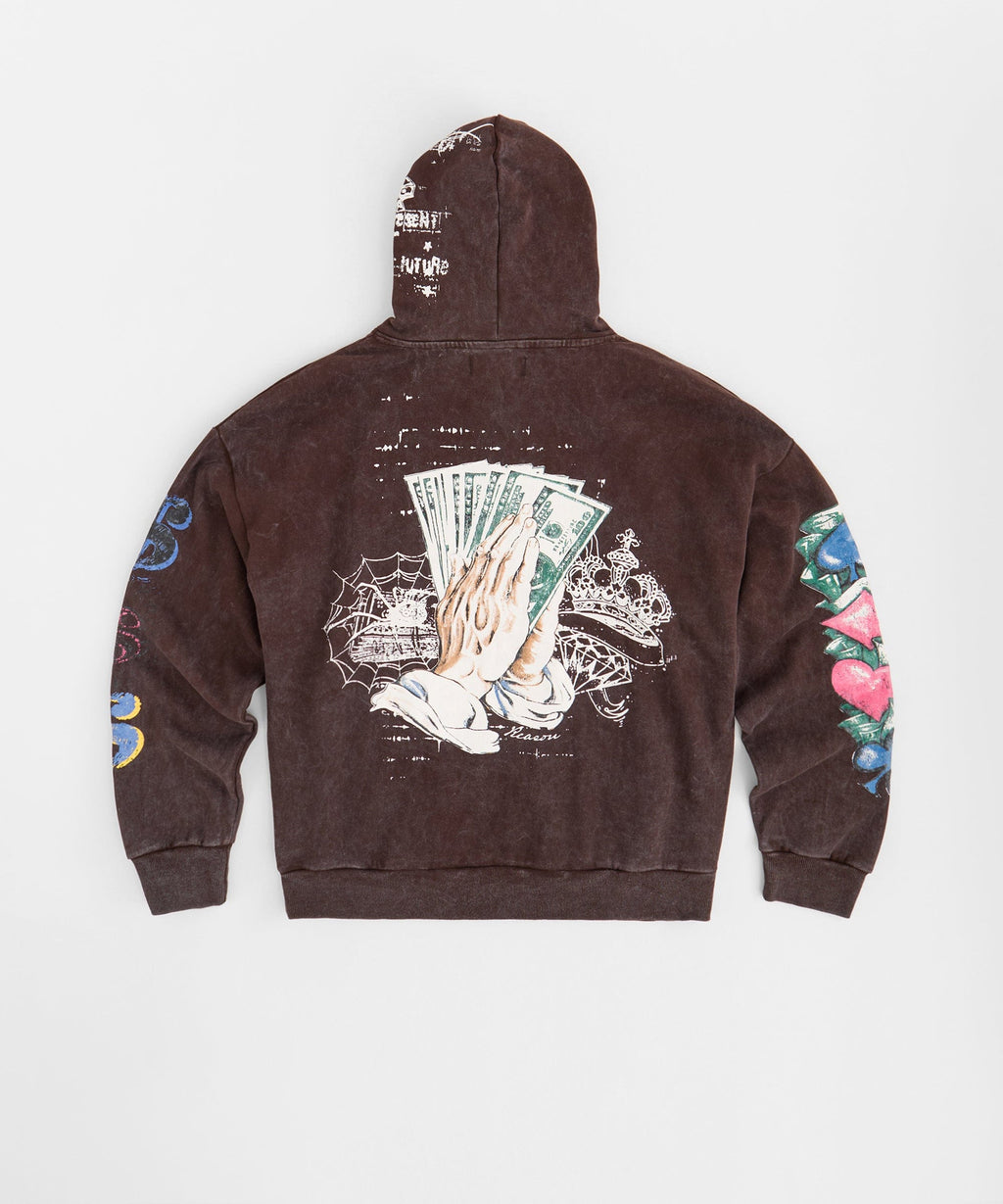 Blessed Washed Hoodie - Brown