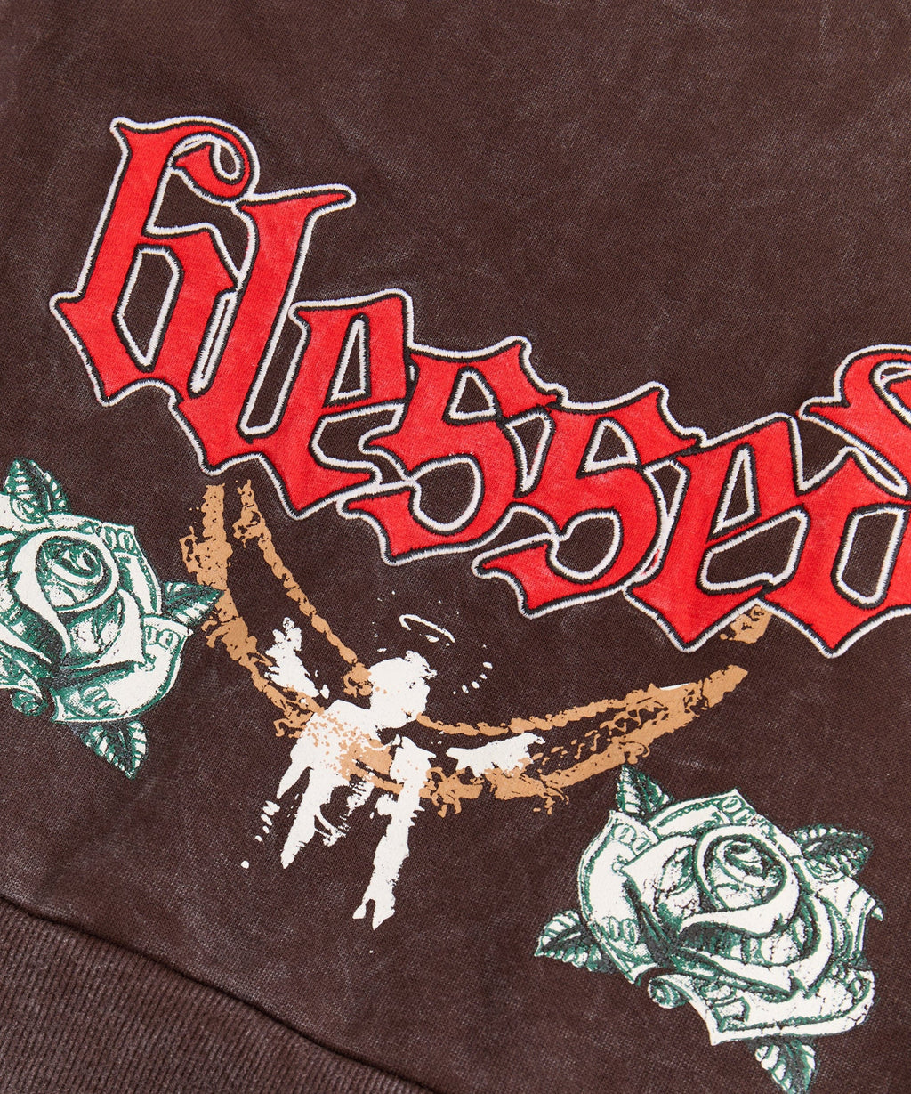Blessed Washed Hoodie - Brown