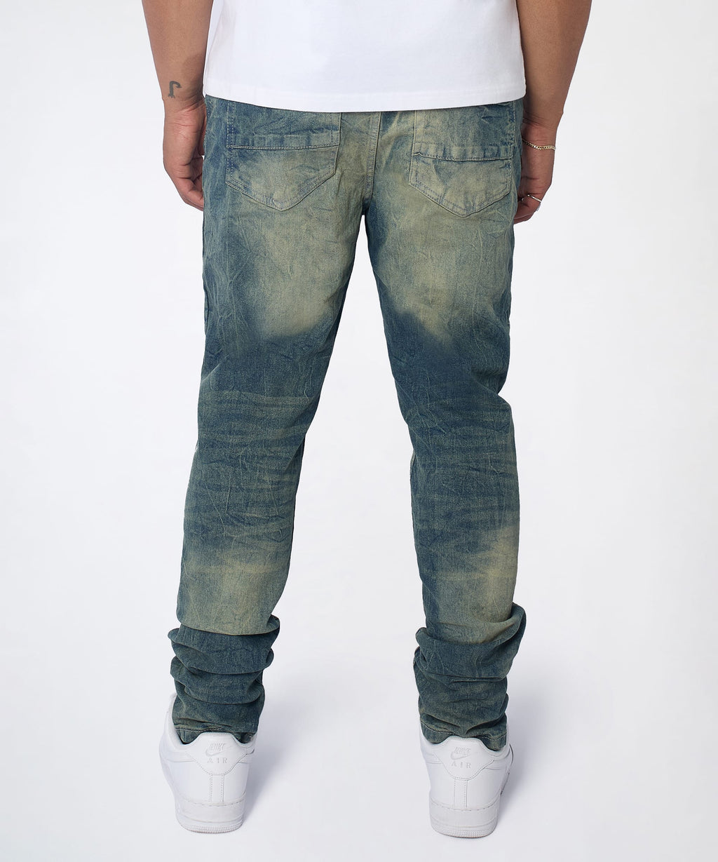 Blasted Distressed Skinny Jeans - Blue