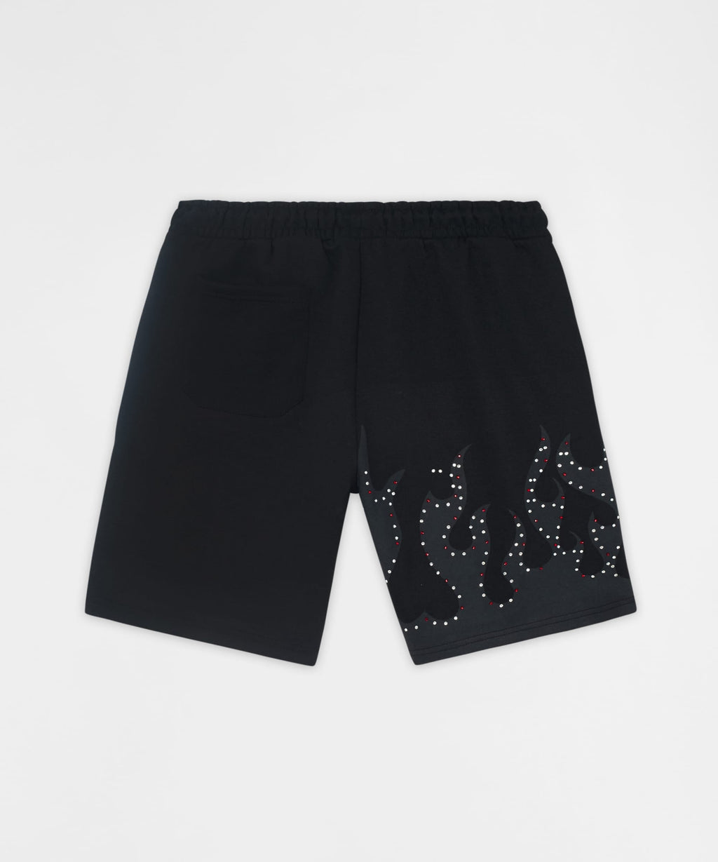 Built In Fire Rhinestone Shorts - Black