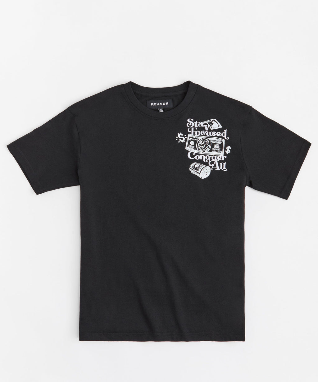 Big Checks Embroidered Short Sleeve Tee - Black