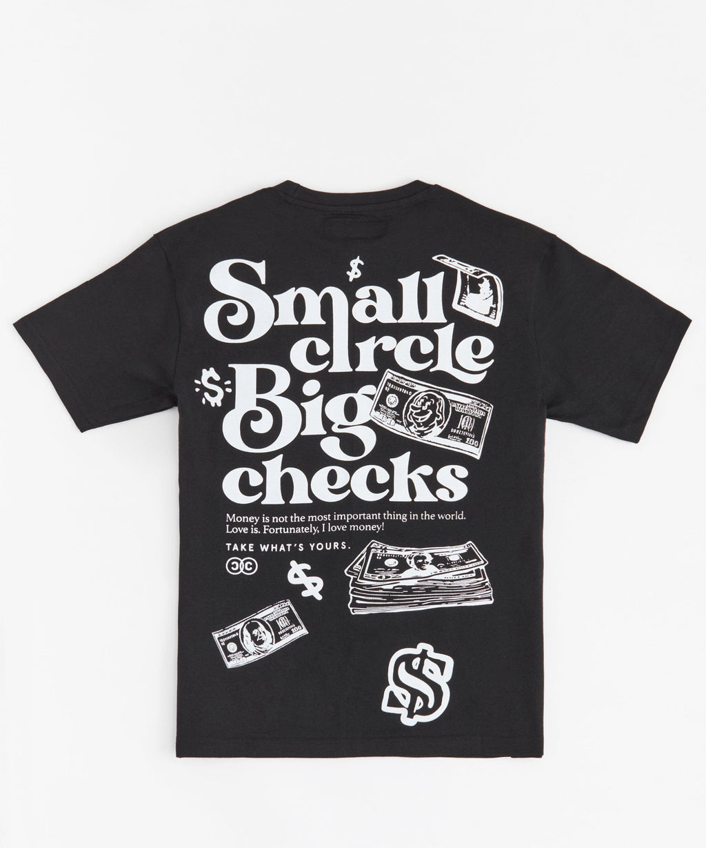 Big Checks Embroidered Short Sleeve Tee - Black