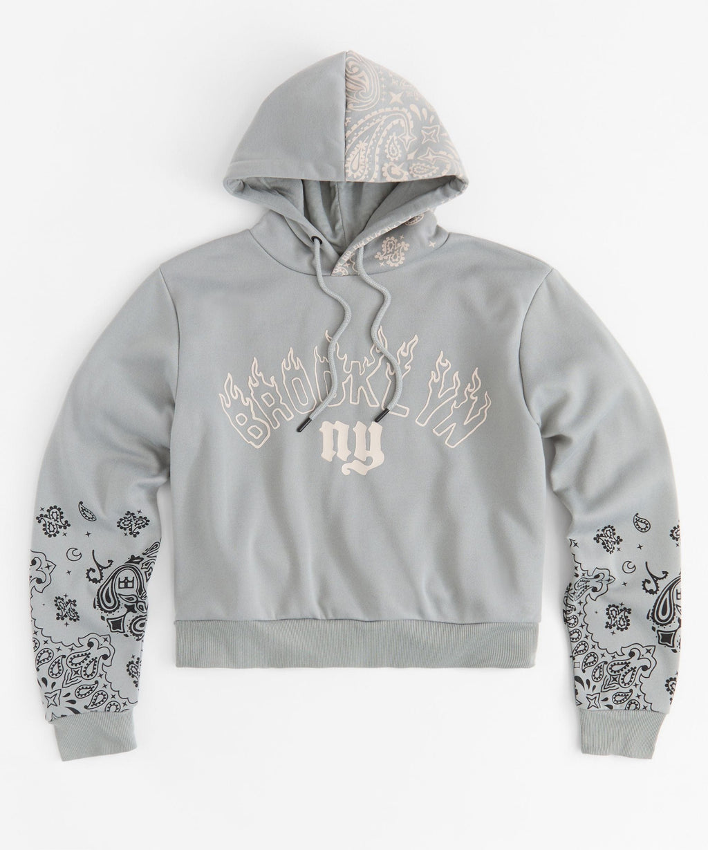 Brooklyn Women's Graphic Long Sleeve Hoodie - Grey