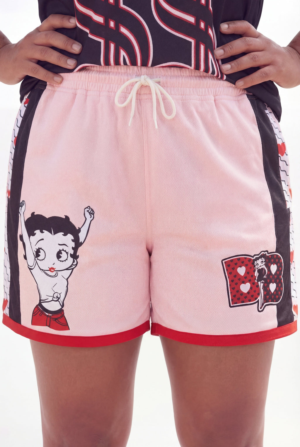 Betty Boop Sweetheart Women's Plus Size Basketball Mesh Shorts - Pink